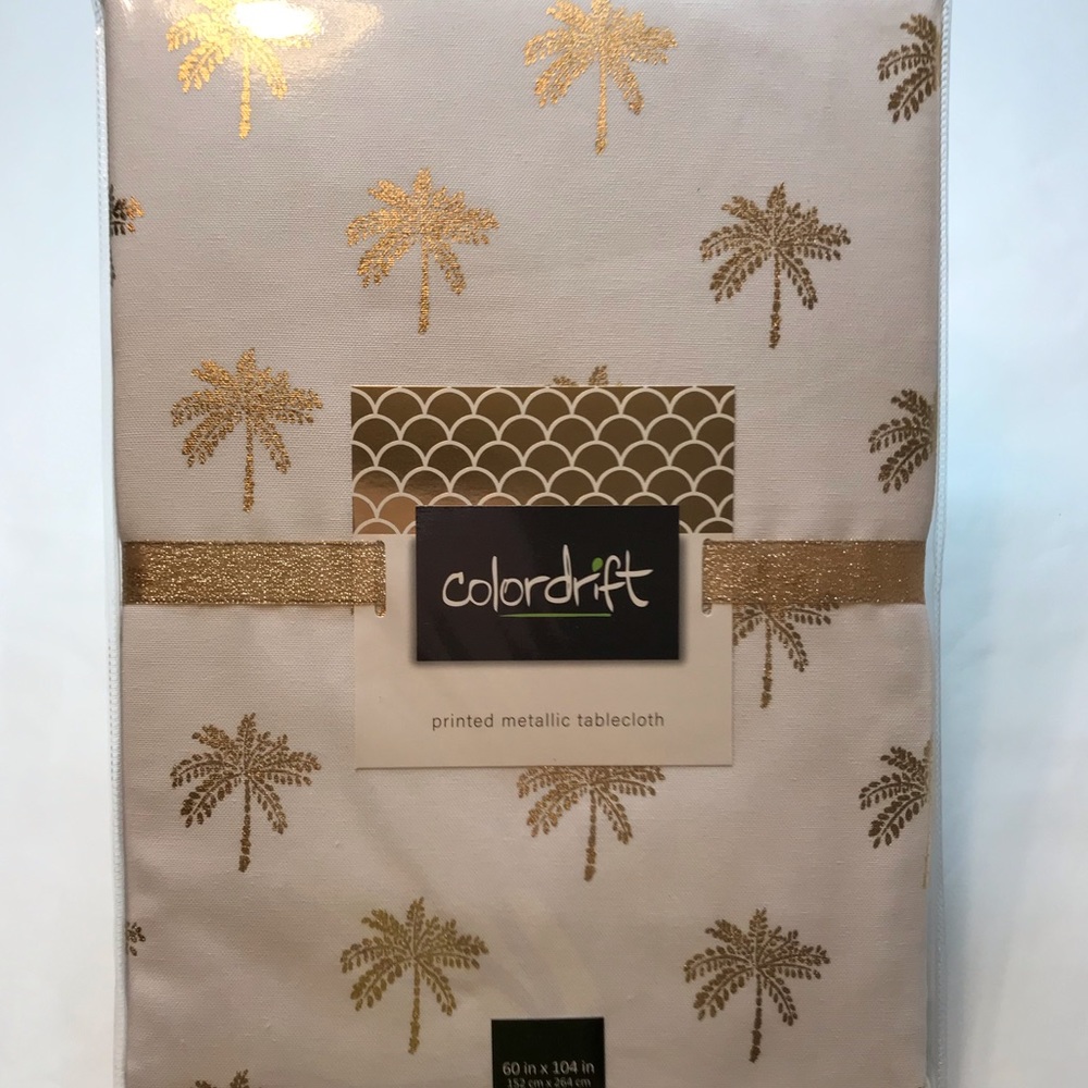 Colordrift Metallic OCEAN PALM Tablecloth 60"X104"